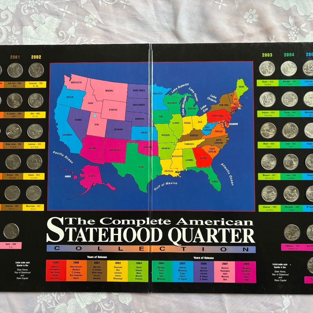 American Statehood Colorized Quarter Collection 50 Coins